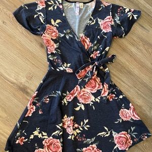 Floral A-Line Mini Wrap Dress From Francesca's
